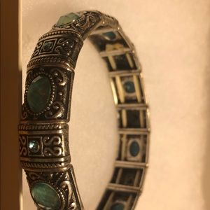 Silver with emeralds bracelet